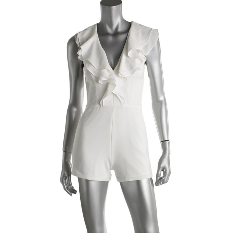 Bloomingdale's Aqua Womens Ruffled Romper